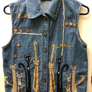 Gorgeous Life style Cats Denim Vest/Sleeveless